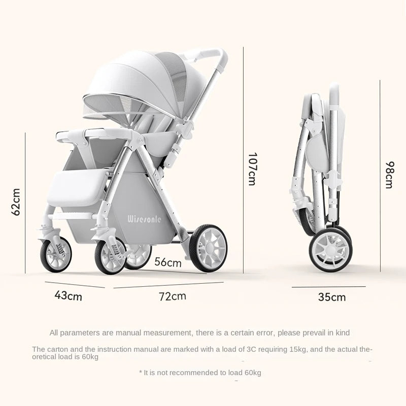 Upgraded Baby Strollers can Sit and Lie Down High Landscape Lightweight Folding Two-way Stroller Children Stroller