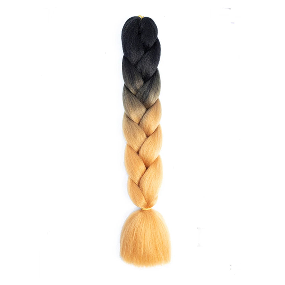 Jumbo Braids Extensions — 24" Synthetic Kanekalon Yaki Straight (Afro Ombre Piano Color)