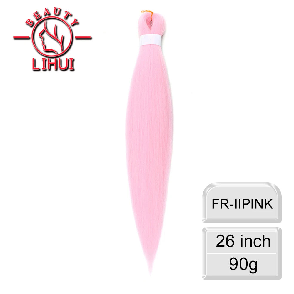 LIHUI Pre-Stretched Jumbo Braids — 26" 90 g Synthetic (Red/Pink, Frosted Colors)