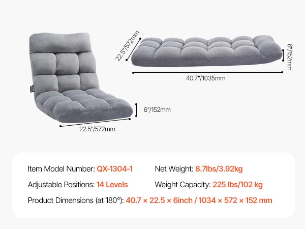 SucceBuy Floor Chair Recycled Foam Folding Sofa Chair Multifunctional Floor Chair with Back Support Ideal for Sleeping Reading