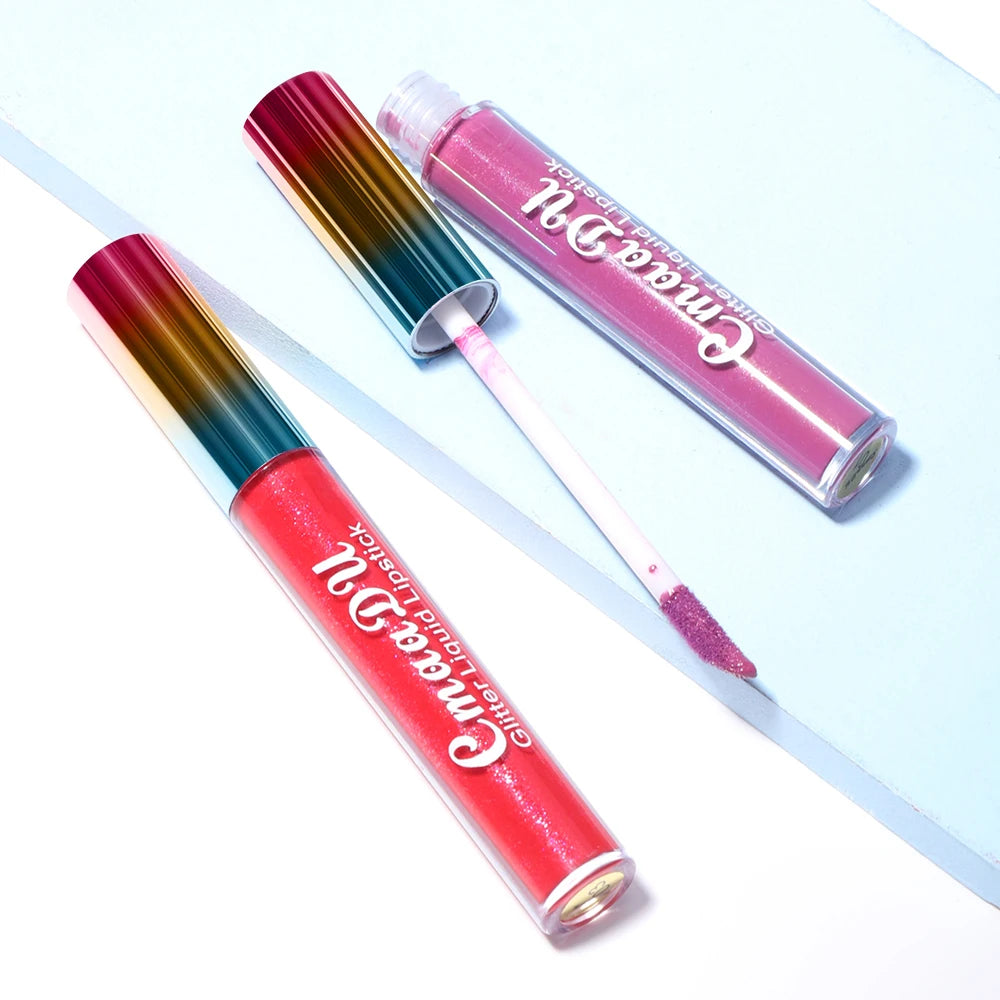 Pearlescent Shimmer Lip Gloss Lipstick Glitter Plumping Waterproof High Shine Lightweight Coral Metallic Y2K Daily Party Makeup