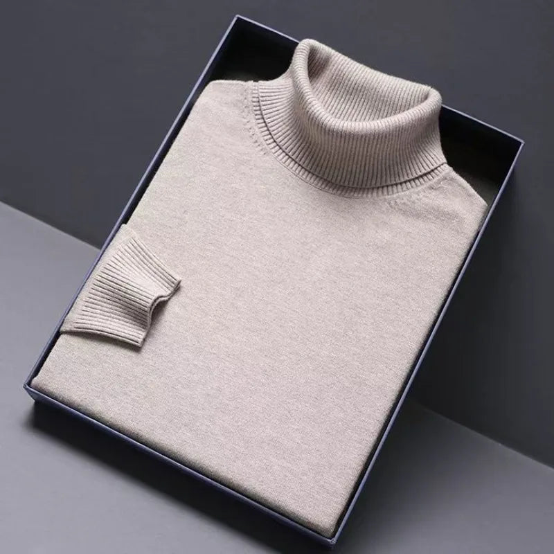 Animal Game Turtleneck Knitwear Luxury Men's Sweater Long Fit Pullover Sweaters Solid Color Men Streetwear Warm Cold Blouse