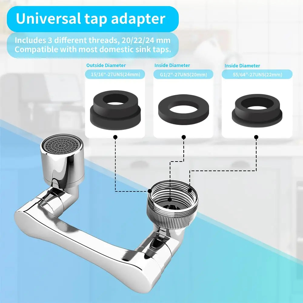 1080° Universal Rotation Faucet Extender Dual Mode Sprayer Head Kitchen Robot Arm Extension Taps Bathroom Swivel Faucet