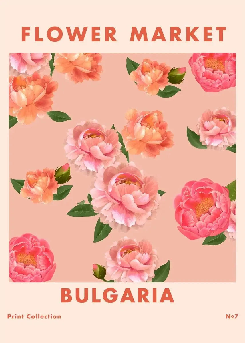 Boho Flower Market Retro Wall Art – Minimalist Canvas Print