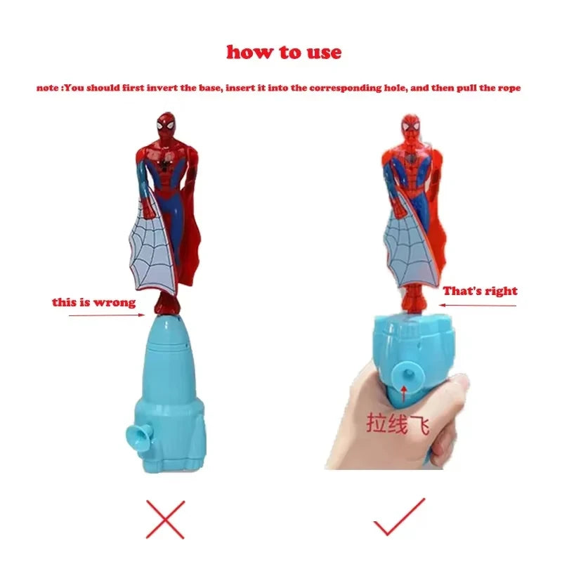 Anime Spiderman Bamboo Dragonfly Flying Toy Iron Man Captain Rotating String Flying Toys Outdoor Toy for Boys Children Gift 2026