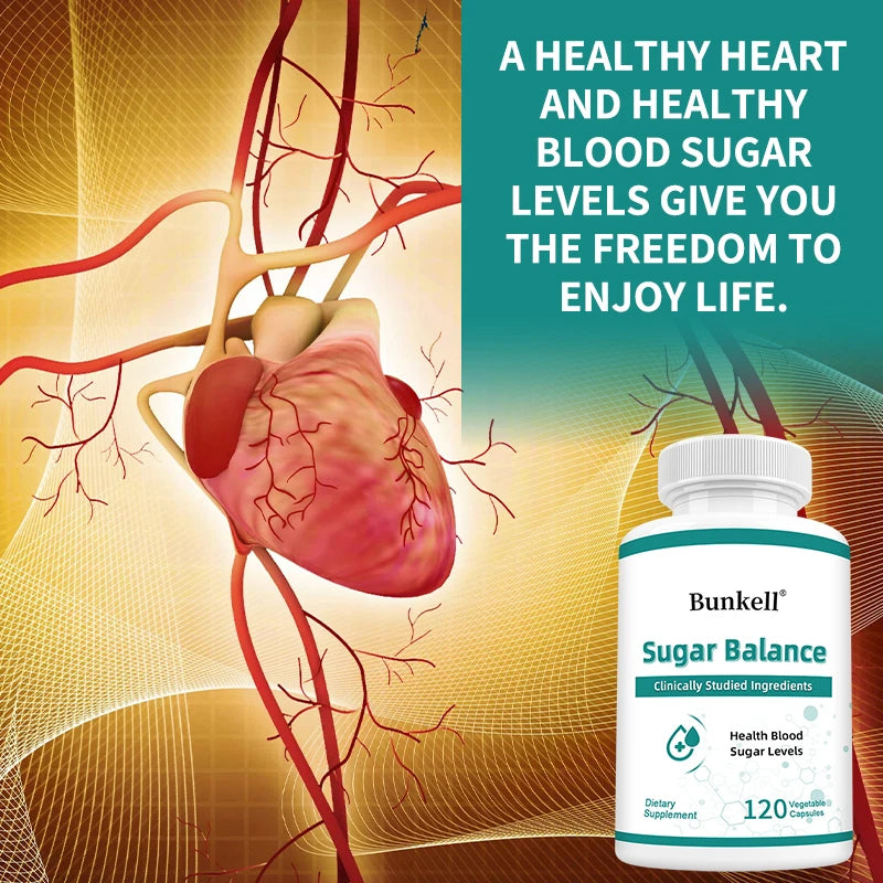 Sugar Balance - with Vitamin C, Natural Ingredients, Supports Cardiovascular Balance and Heart Health, 120 Capsules