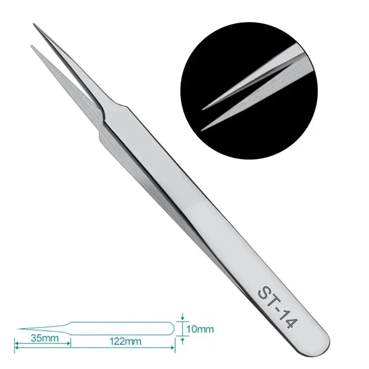 Stainless Steel Anti-static ESD Stainless Steel Tweezers Maintenance Industrial Precision Curved Straight Tweezers Repair Tool