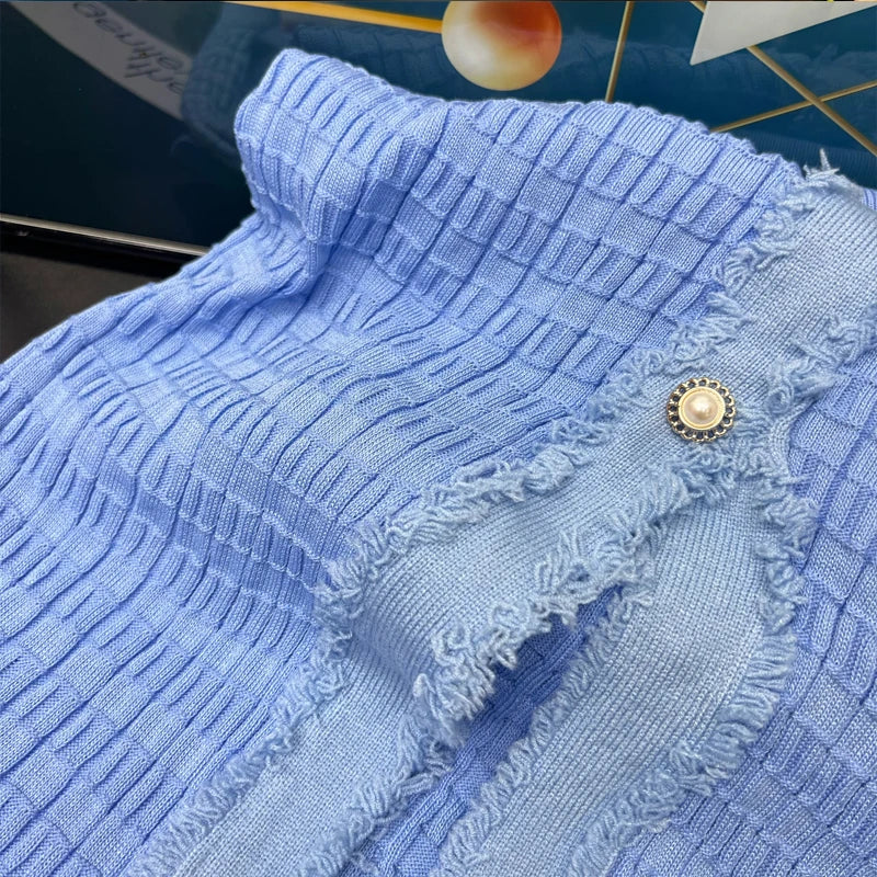 YuooMuoo 2026 New Arrival Women Knitted Long Dress Elegant V-neck Single-breasted Split Sweater Dress Office Lady Vestidos