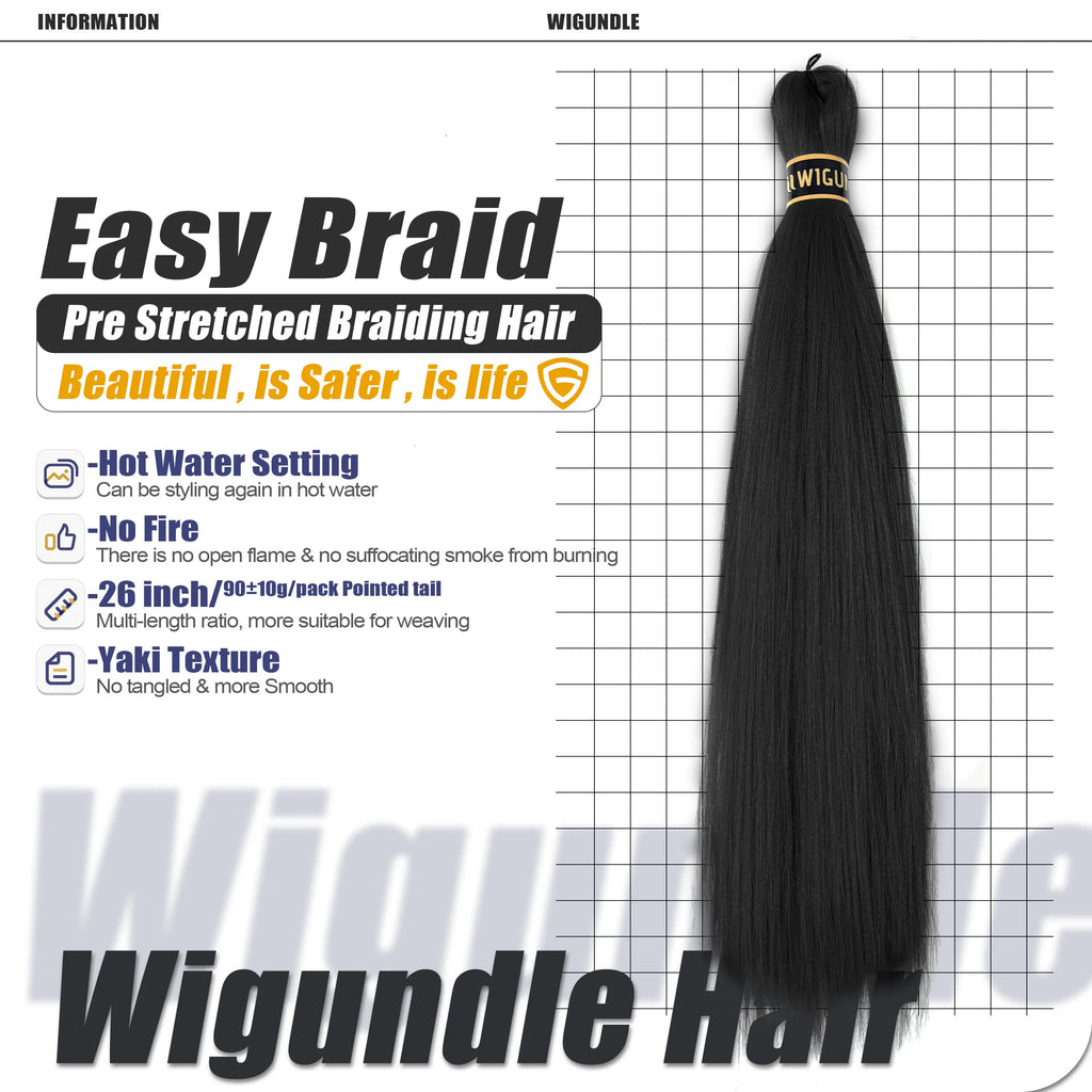 Wigundle Pre-Stretched Braiding Hair — EZ Crochet Yaki Straight (Flame-Retardant Kanekalon)