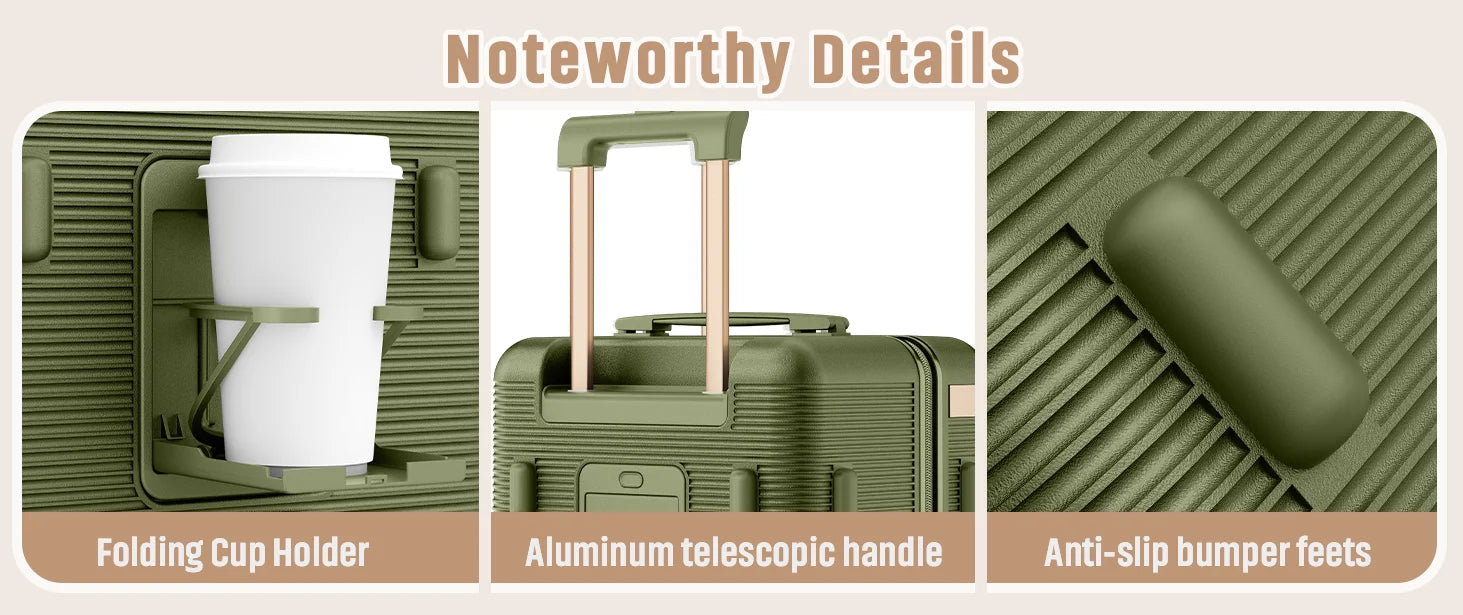 Joyway 22″ Lightweight Hardside Carry-On with Cup Holder, TSA Lock & 360° Spinner Wheels