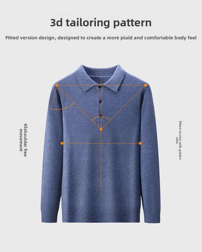 Top Grade Anti-Pilling New Fashion Men Knit Pullover Turndown Collar Autum Winter Slim Fit Warm Sweater Business Casual Jumper