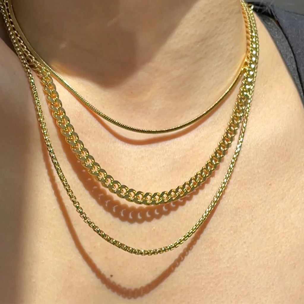 3/5/7MM Cuban Link Chain Necklace | Stainless Steel Gold Punk Choker for Women