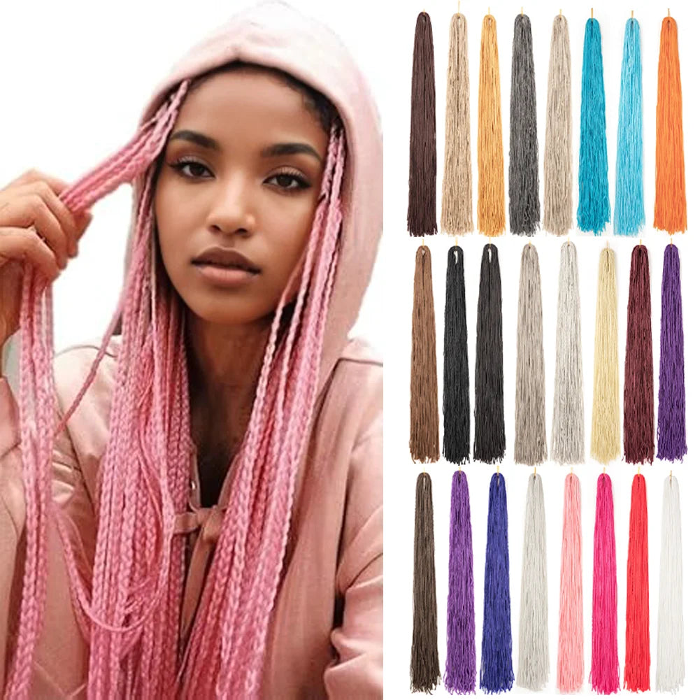Long Senegalese Twist Braiding Hair Extensions, Colored Box Braids and Straight Hair from Zizi Braids Synthetic Crochet Hair