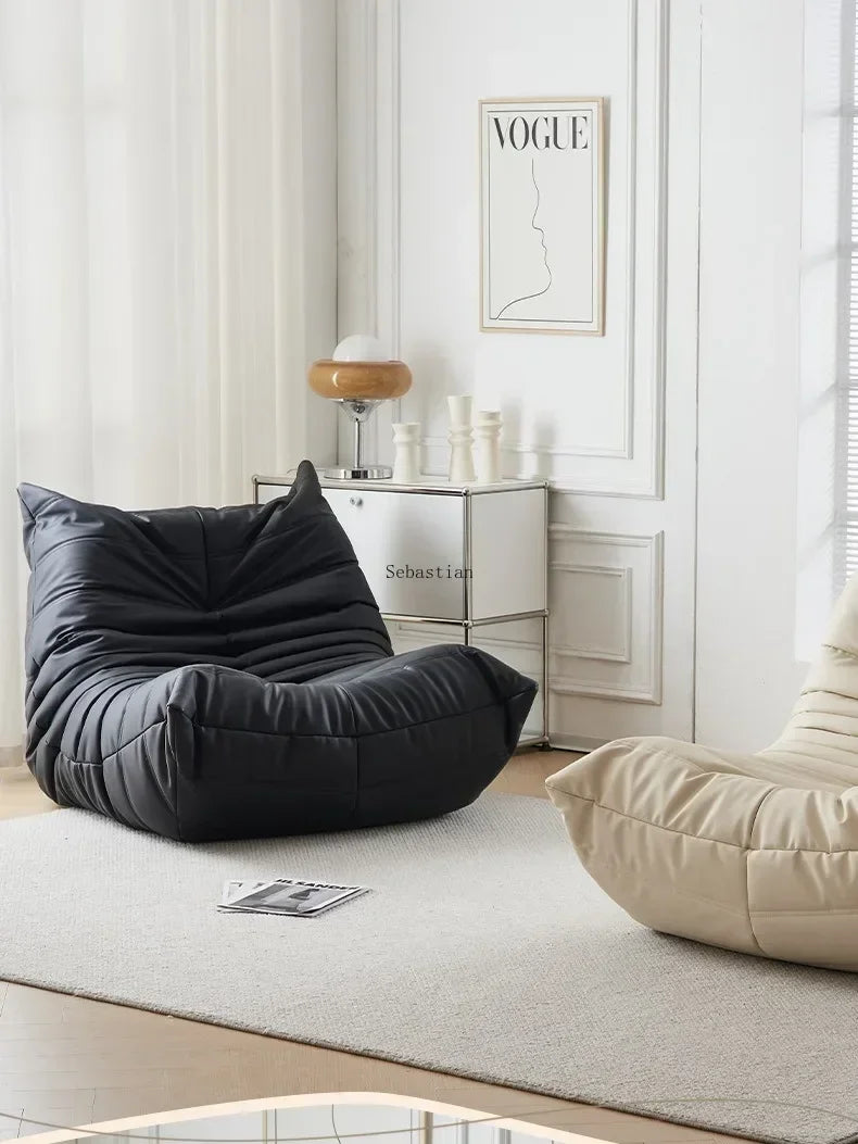 Single Casual Sofa Chair with Cat Scratch Leather Nordic Togo Lazy Caterpillar Sofa Bedroom Living Room Balcony Suede Sofa