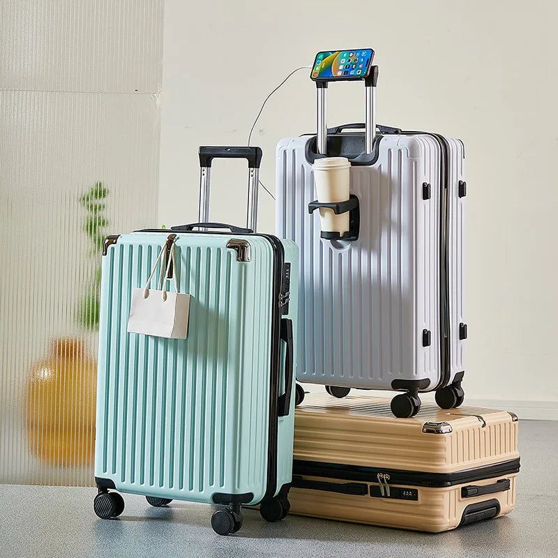 Lightweight Suitcase for Travelling Password Protected Children's Luggage Carry Bag for Men and Women Leather Suitcase 20-26Inch