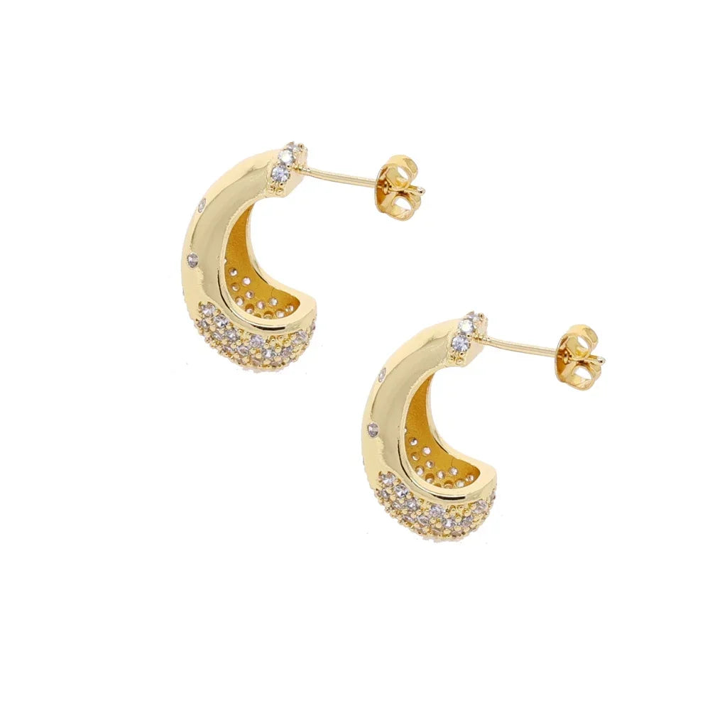 2025 Gold-Plated Waterdrop Earrings | Paved Cubic Zircon Studs for Women