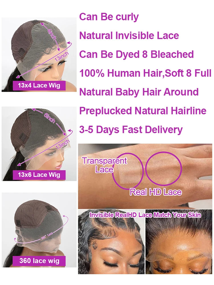 HJ WEAVE BEAUTY HD Loose Deep Wave Lace Wig — 13×6 / 13×4 / 360, up to 40–46", 180–300% Density (Remy)