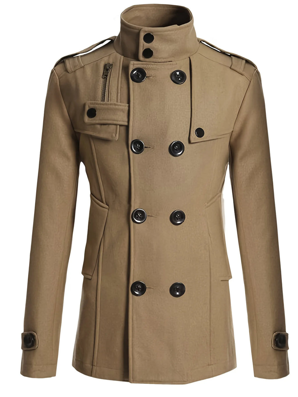 Men's Streetwear Solid Color Mid-length Woolen Coat Fashion Casual Button-down Suit Collar Jacket Leisure Luxury Retro Clothes