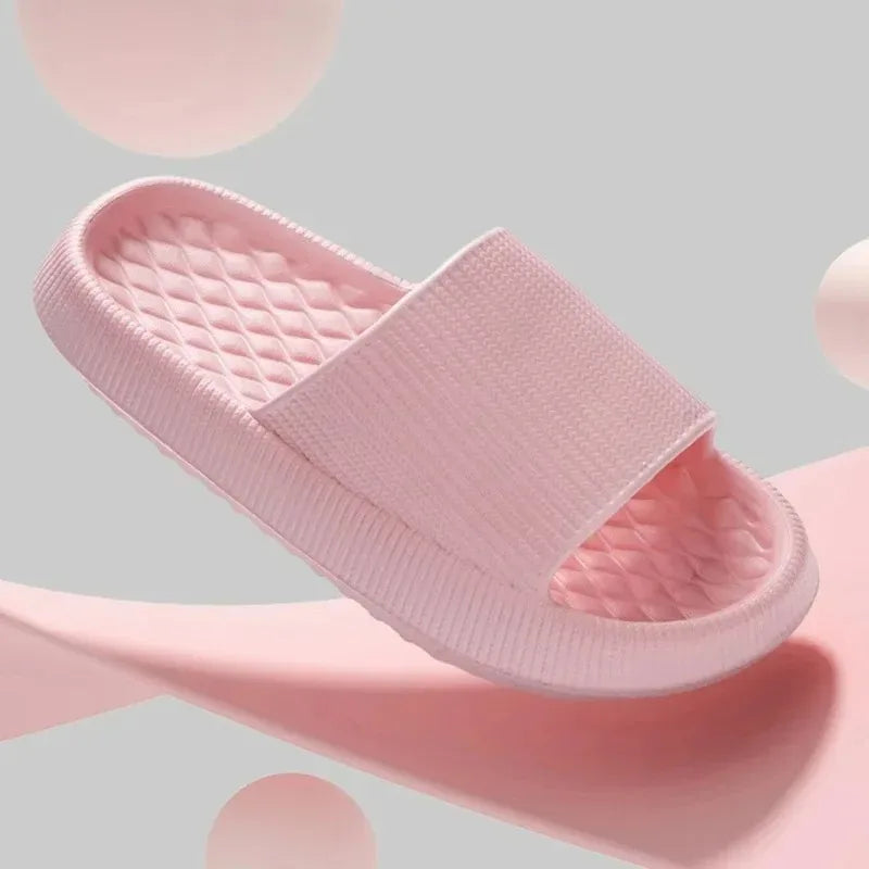 4cm Super Soft EVA Sole Non-slip Soft Cloud Slippers Women Comfy Eva Thick Platform Slides Woman Couple Bathroom Home Flip Flops