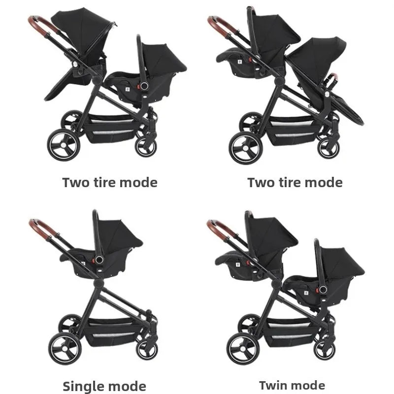 Twin Stroller with Car Seats. Can Be Taken on Board An Airplane. , Can Be Disassembled Into A Lightweight Baby Stroller