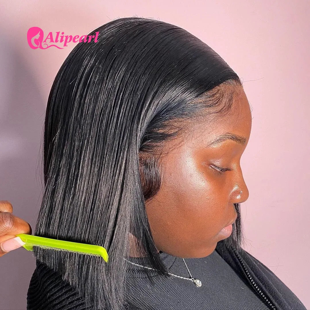 AliPearl Bone Straight Bob Wig — Pre-Plucked 13×4 Transparent Lace Front (Remy Brazilian)