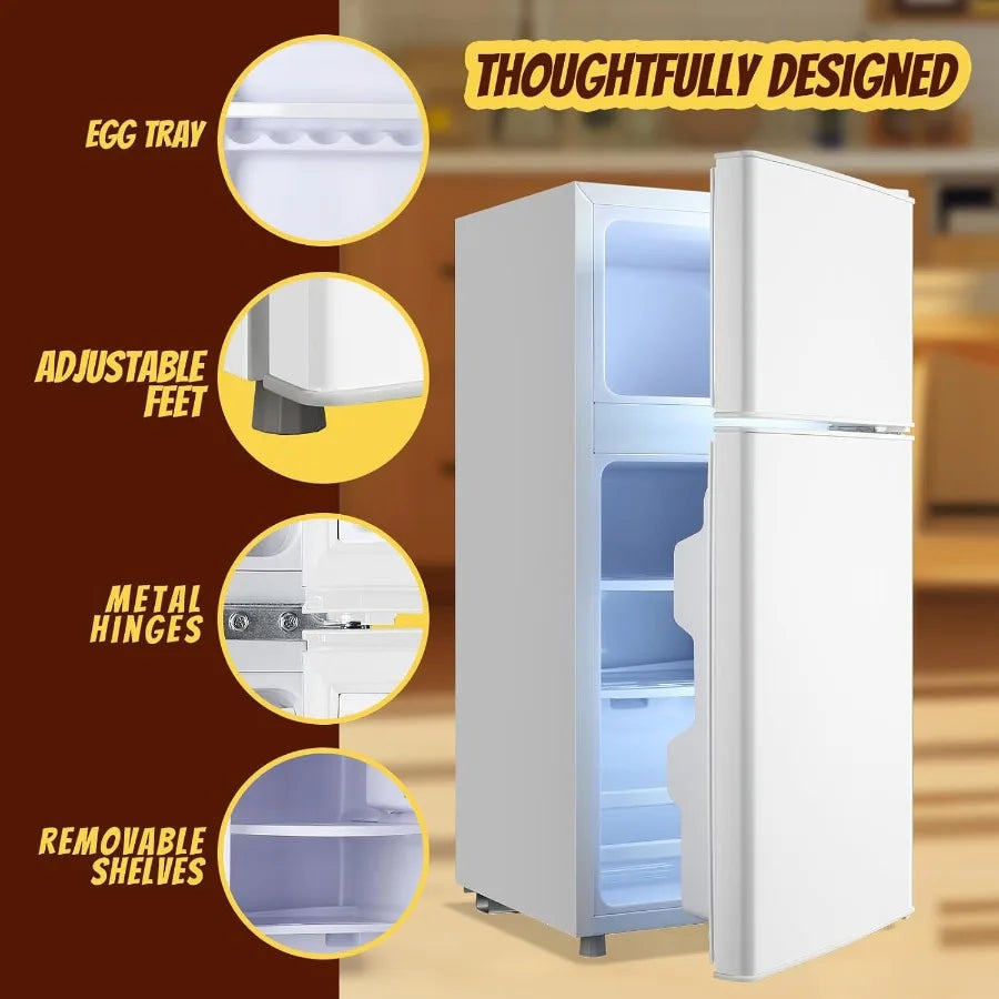 2.4 Cu.ft Mini Fridge Dual Door Small Refrigerator with Freezer Apartment Size for Personal Storage Compact Cooling Solution wi