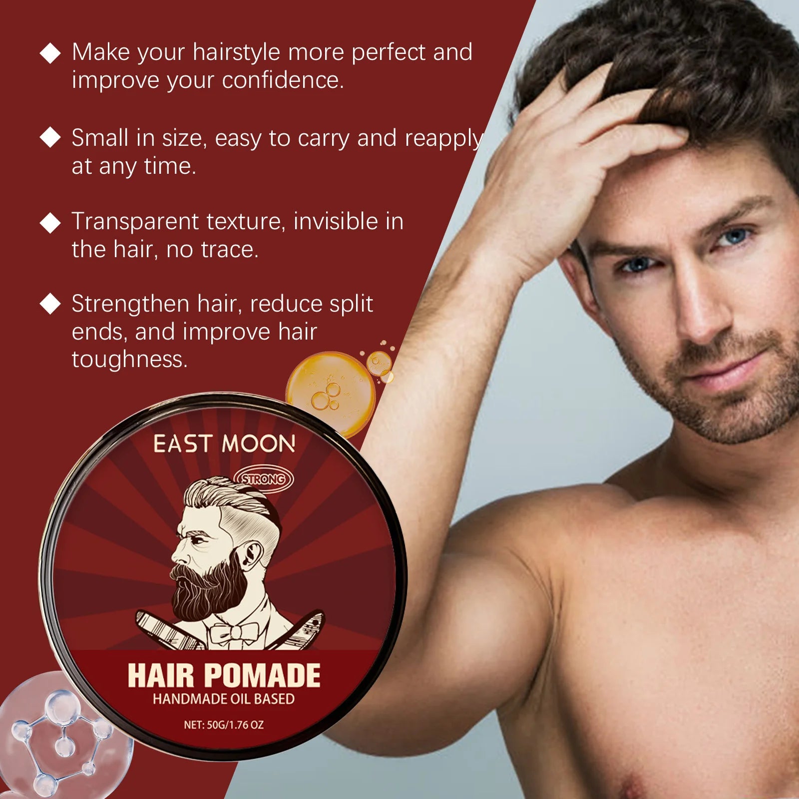 Long Lasting Hair Styling Wax Rosemary Pomade Fluffy Hair Keep Hair Oil Edge Control Barbershop Tools Salon Hairdressing Mud