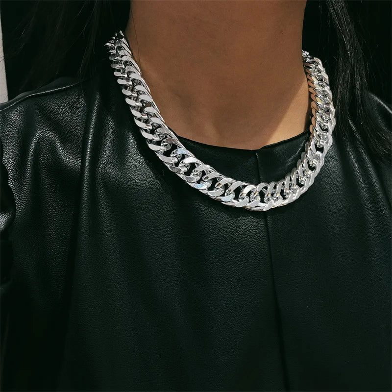 Punk Thick Cuban Choker Necklace | Minimalist Chunky Chain for Women & Men