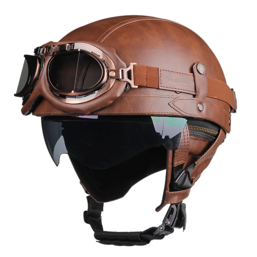 HEROBIKER Retro Half Motorcycle Helmet (DOT, HD Visor)