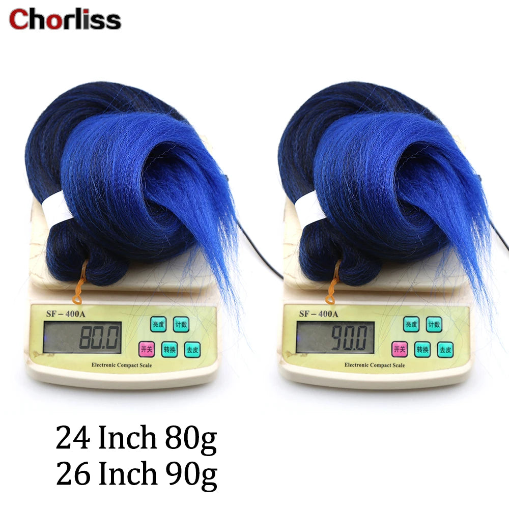 Chorliss Pre-Stretched Jumbo Braids — 24"/26" Synthetic Yaki Ombre (80–90 g, 105 Colors)