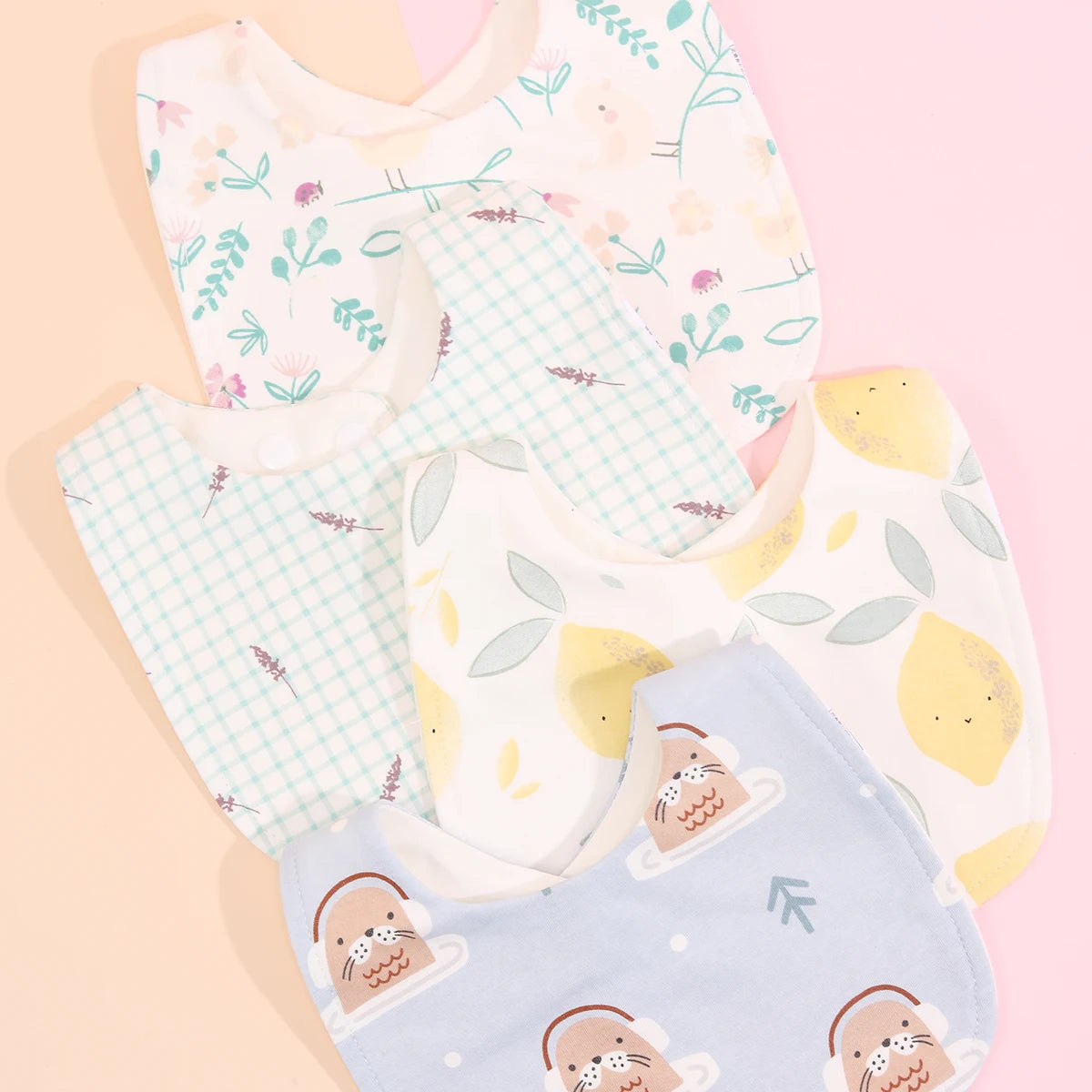 4pcs Cotton Soft Baby Adjustable Bibs Infant Bib Newborn Burp Cloths Bandana Scarf for Kids Boy Girls Feeding Saliva Towel