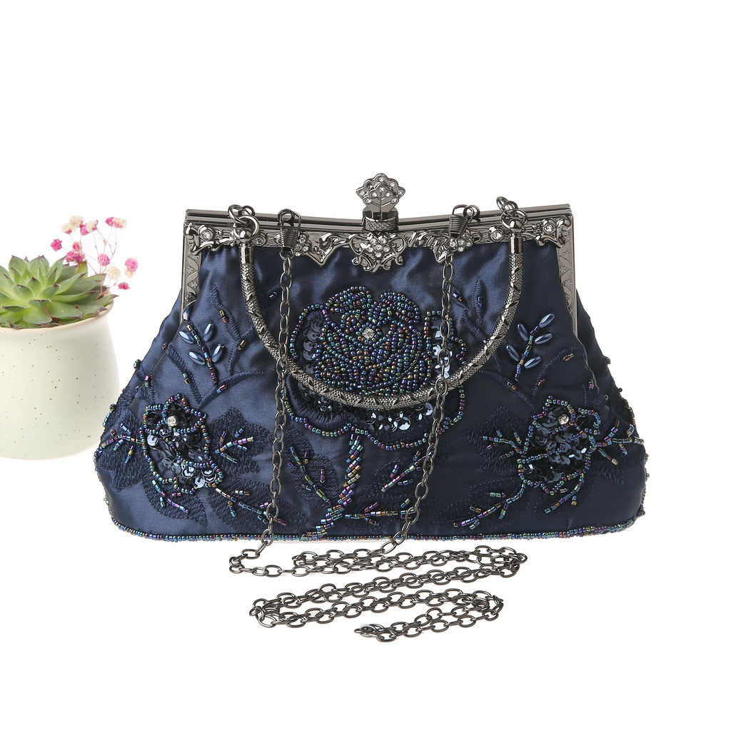 Bead Embroidery Women Evening Bag Diamonds Shell Lady Small Day Clutches Party Dinner Bag Wedding Bridal Pearl Handbags Purse