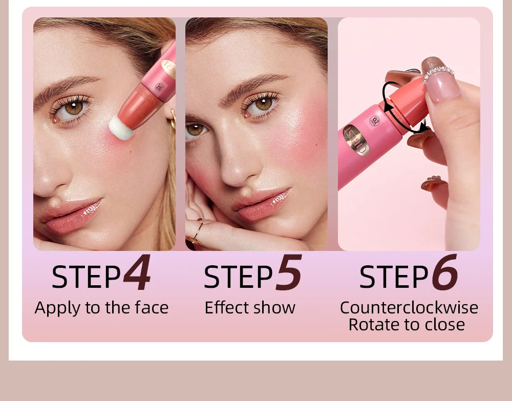 QIBEST Cushion-Applicator Liquid Blush (Waterproof, Soft-Matte)