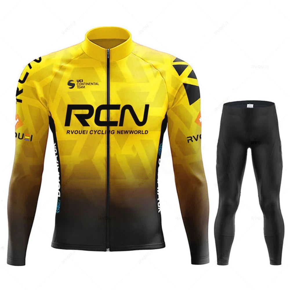New 2025 Rcn Autumn Cycling Jersey Bib Pants Set Ropa Ciclismo Bicycle MTB Clothing Road Bike Suit Men Long Sleeve Bicicleta Set