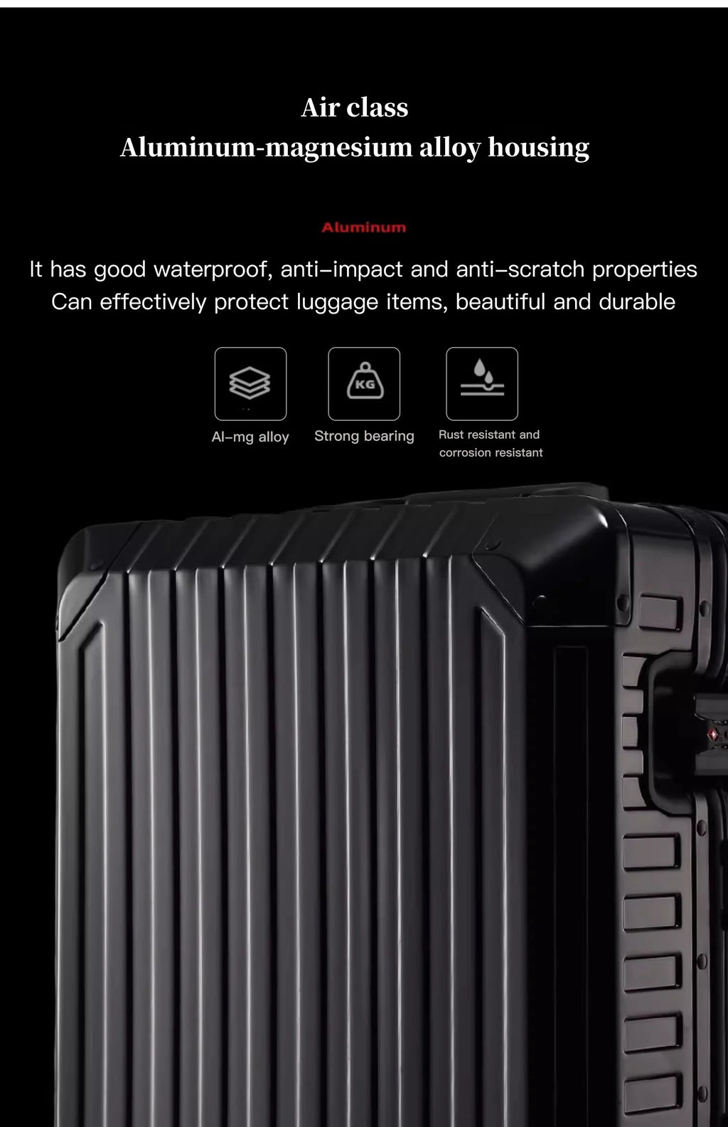 20"24"28" Inch Aluminum Trolley Suitcase Waterproof Metallic Cabin Luggage Trolly Bag With Wheels