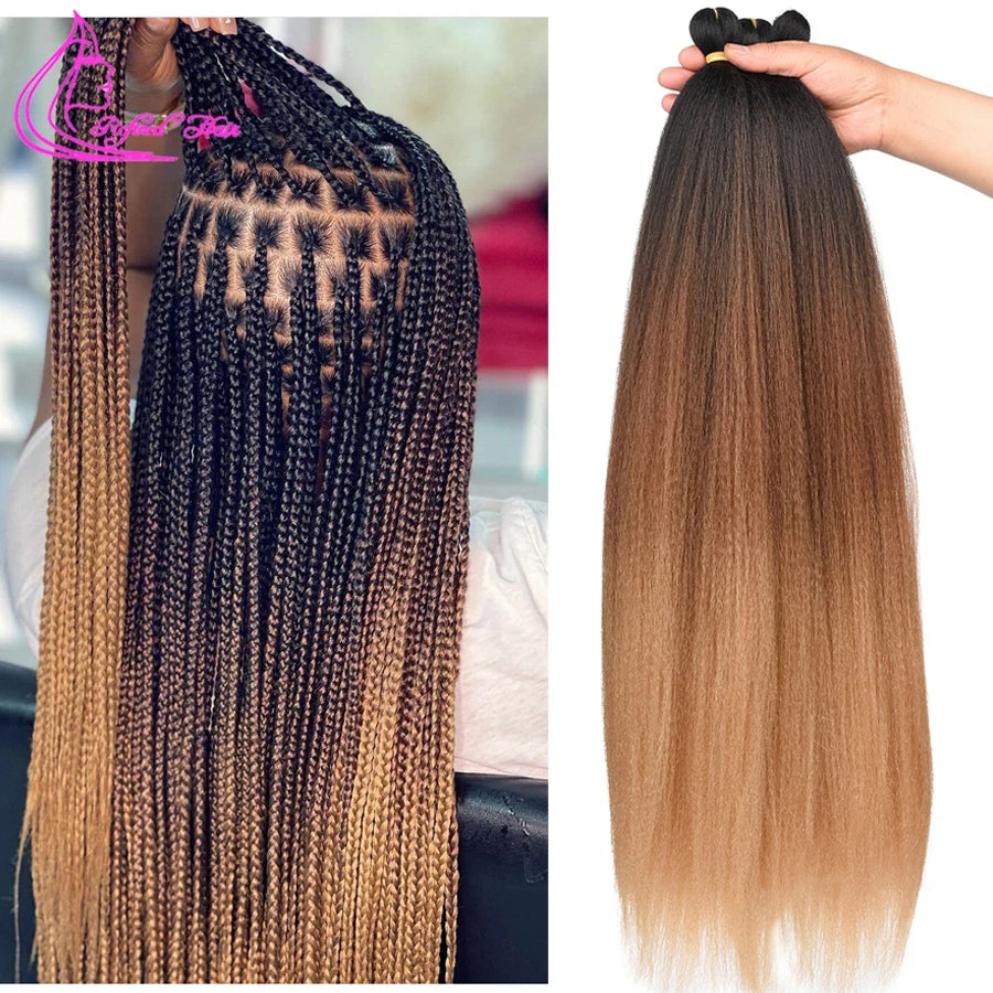 Refined Hair Pre-Stretched EZ Braid — 26" Ombre Brown Synthetic Braiding Hair