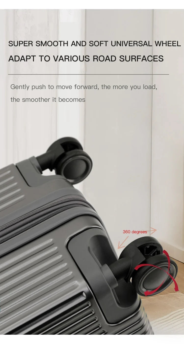 sushimu Suitcase Wide Handle Travel Suitcase Men 20 24 26 Carry-On Luggage Women PC  Trolley Case Can expand capacity