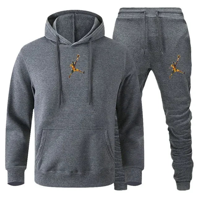 2025 Autumn/Winter Men's jogging Fitness sportswear Set: Fashionable long-sleeved sweatshirt + casual pants 2-piece set