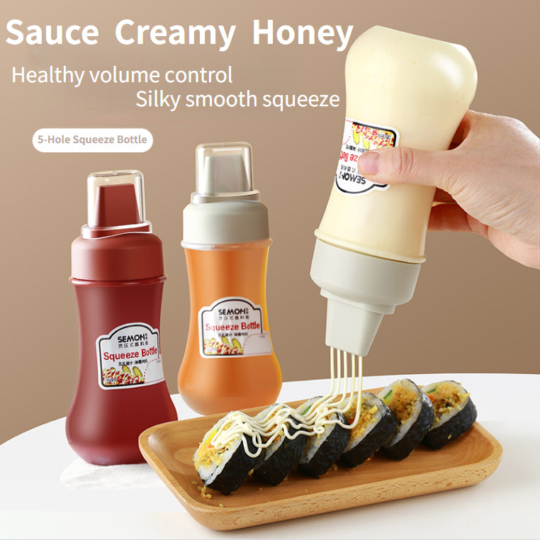 Porous Squeeze Sauce Bottle 350ML Tomato Honey Salad Dressing Container Kitchen Condiment Dispenser for Ketchup BBQ Sauces Oil