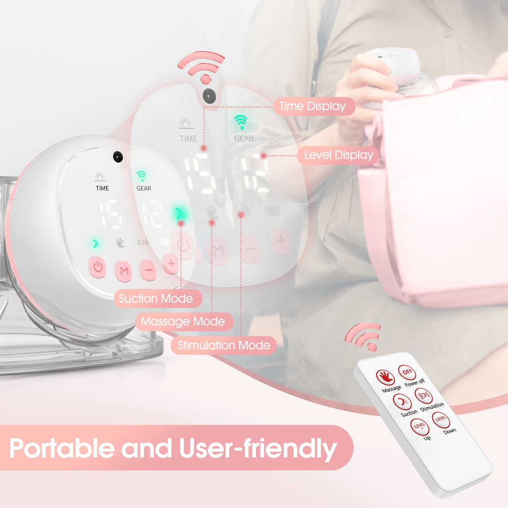 2 Pcs Electric Wearable Breast Pump (Model YM-805) — Silent, Hands-Free, USB Rechargeable (1200 mAh)