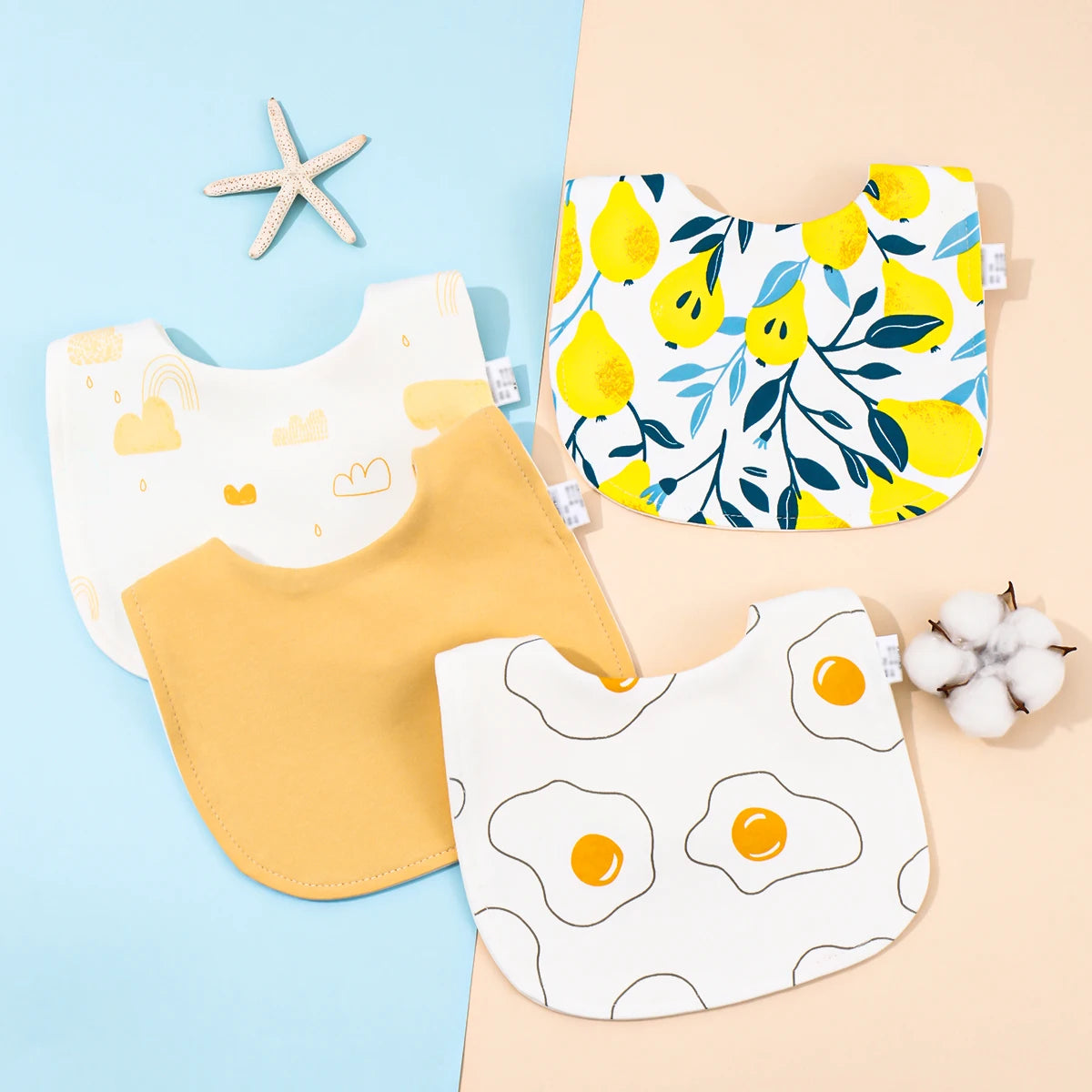 4pcs Cotton Soft Baby Adjustable Bibs Infant Bib Newborn Burp Cloths Bandana Scarf for Kids Boy Girls Feeding Saliva Towel