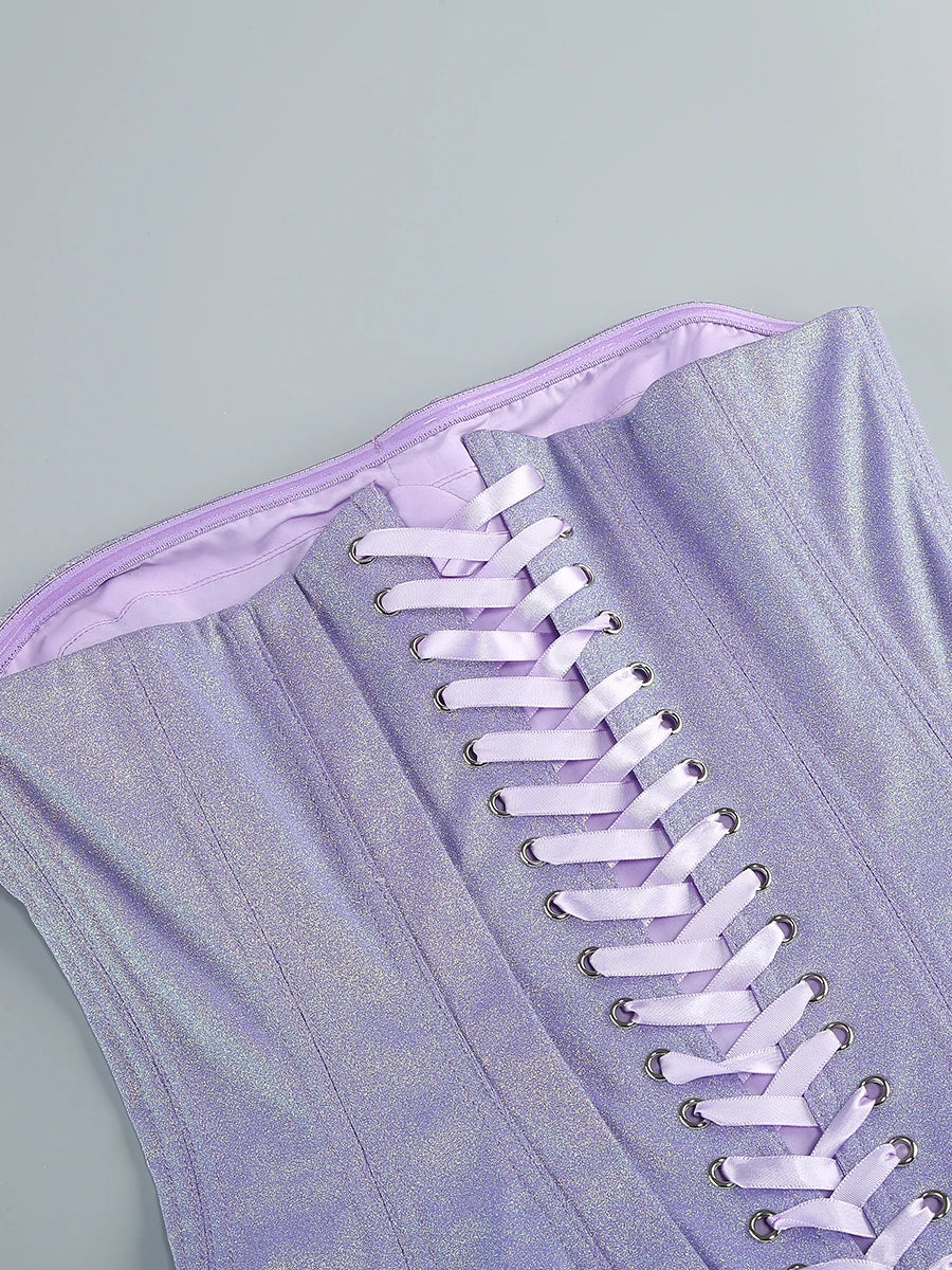 VC Christmas Dress Strapless Backless Red Structured Floral Embellished Mini Length Bodycon Celebrity Party Cocktail Dress