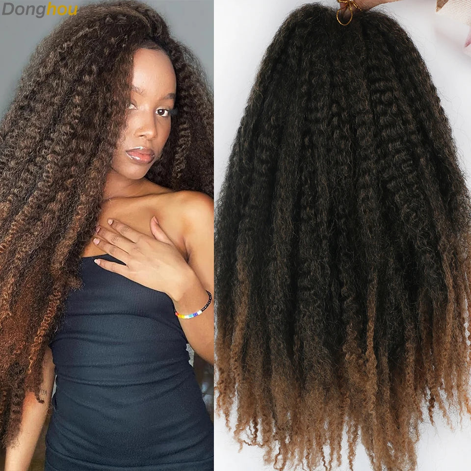 DONGHOU Marley Twist Braiding Hair — 18" Synthetic Afro Twist for Faux Locs & Crochet (1–6 Packs)