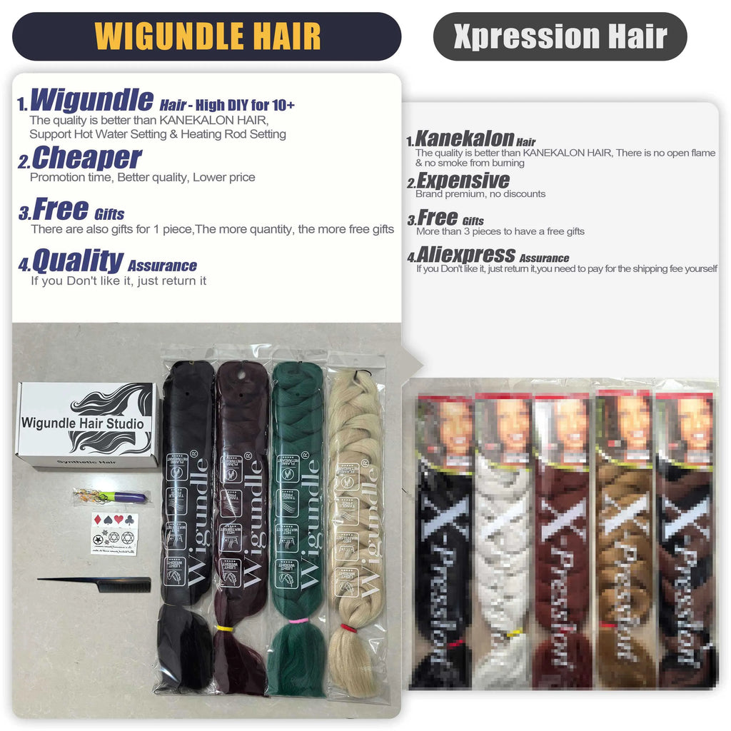 High-end Wigundle Kanekalon Crochet Hair Braiding Hair Extensions For Women Jumbo Braids Pre Stretched Synthetic Hair X pression