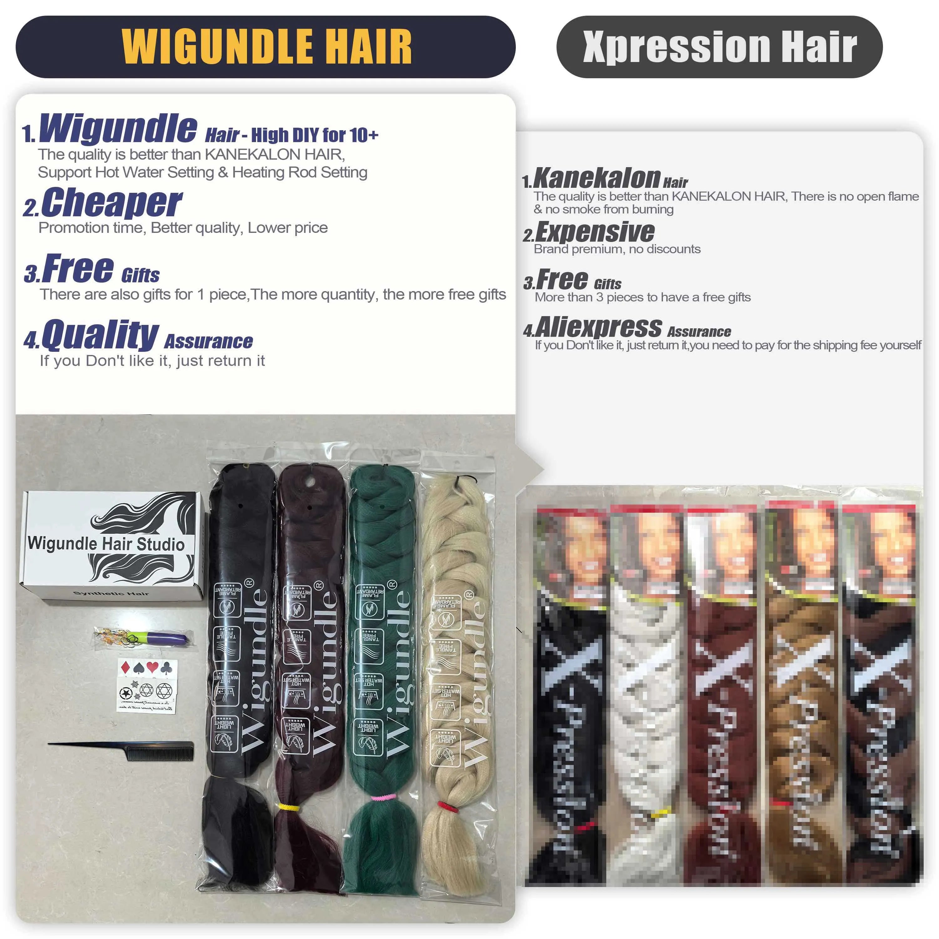 High-end Wigundle Kanekalon Crochet Hair Braiding Hair Extensions For Women Jumbo Braids Pre Stretched Synthetic Hair X pression