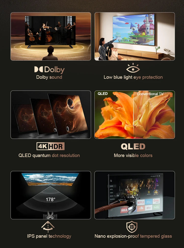 OEM 43/55/65/70 Inch Android Smart TV - 4K UHD FHD Google TV for Hotel Commercial Use, WiFi & HDMI