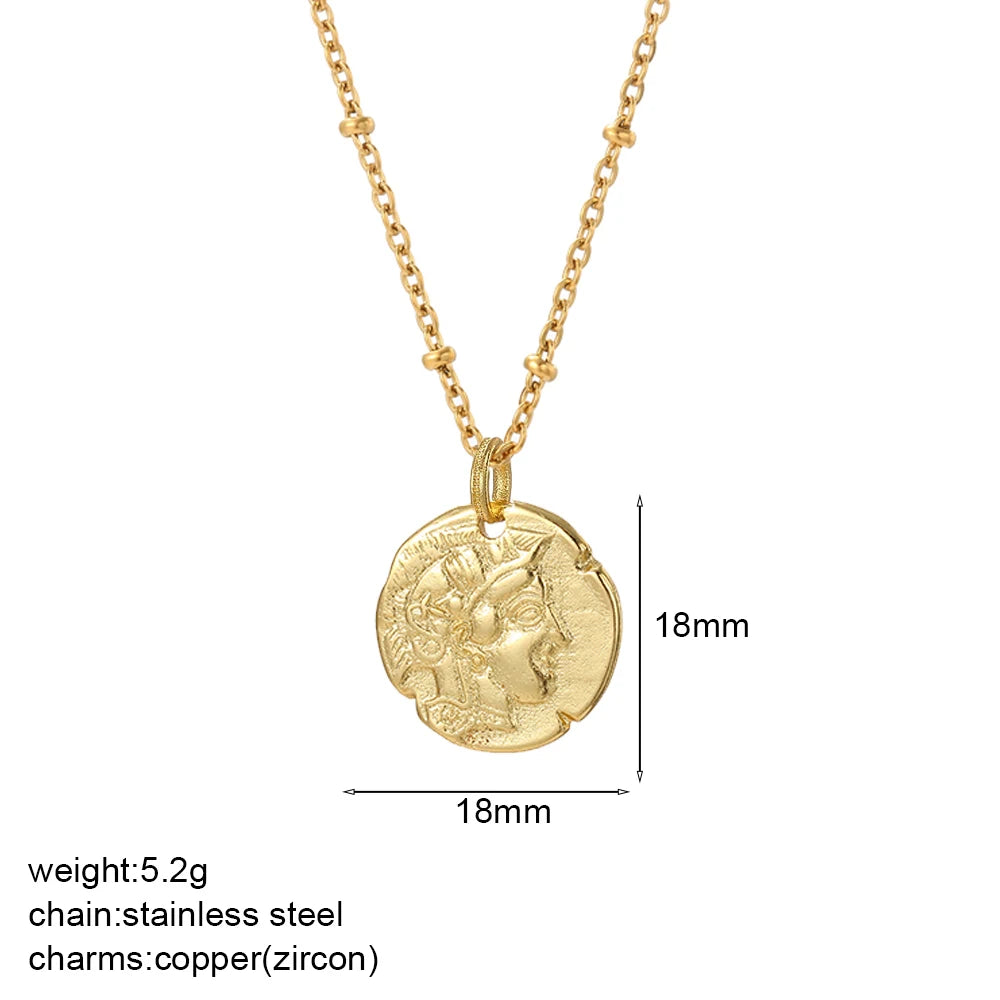 Vintage Gold Coin Pendant Necklace | Adjustable Portrait Chain for Women