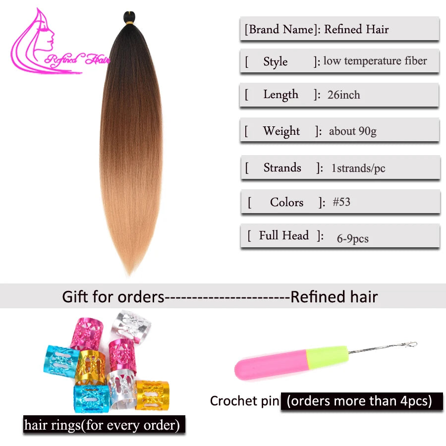 Refined Hair Pre-Stretched EZ Braid — 26" Ombre Brown Synthetic Braiding Hair