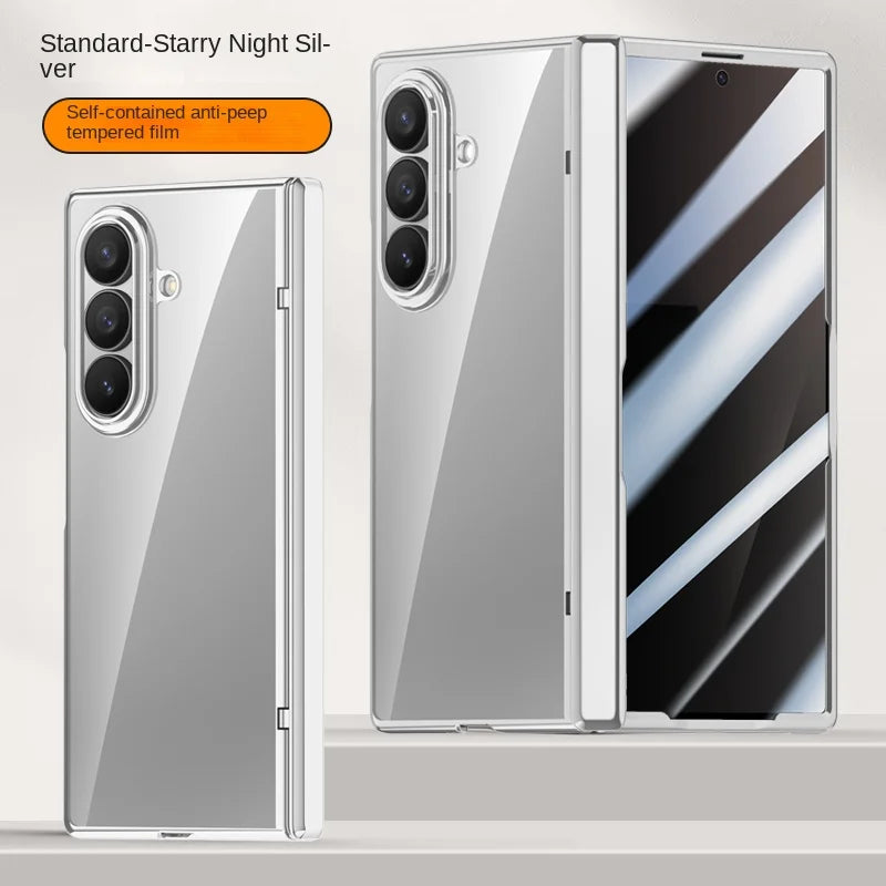 For Samsung Galaxy Z Fold 7 electroplated magnetic case with integrated tempered glass front film anti-fingerprint phone case