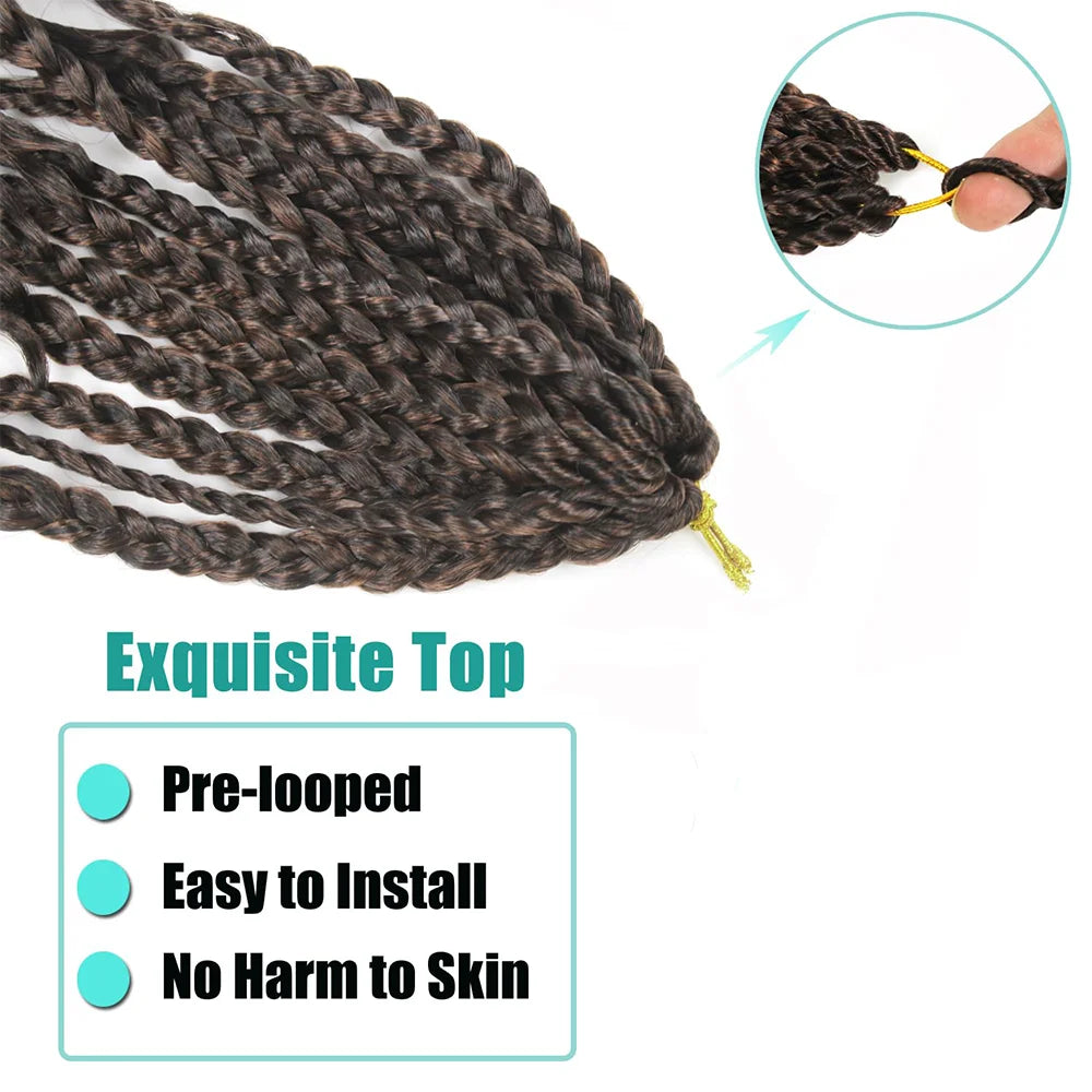 1/7 Packs Goddess Box Braids 10-24Inch Pre-looped Boho Box Braids With Curly Ends 3X Crochet Braids Hair Synthetic Braiding Hair